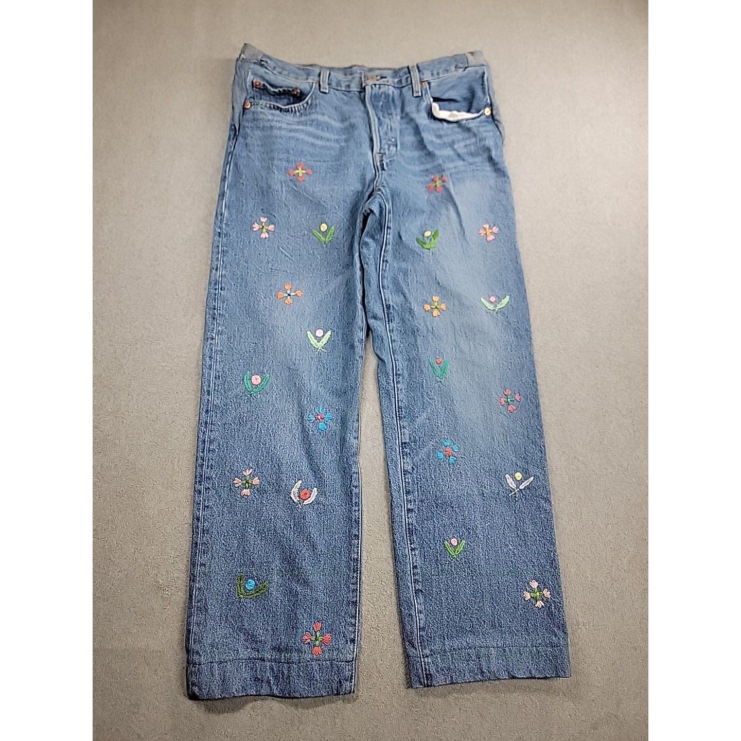 Levis 501 Jeans Womens 27x34 (32x28) Blue Button Cotton Mid Modified Y2k Read